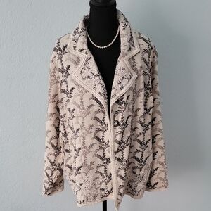 Coldwater Creek Cream and Black Leaf Design Jacket